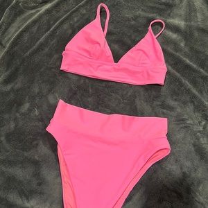 Pink bikini high waist